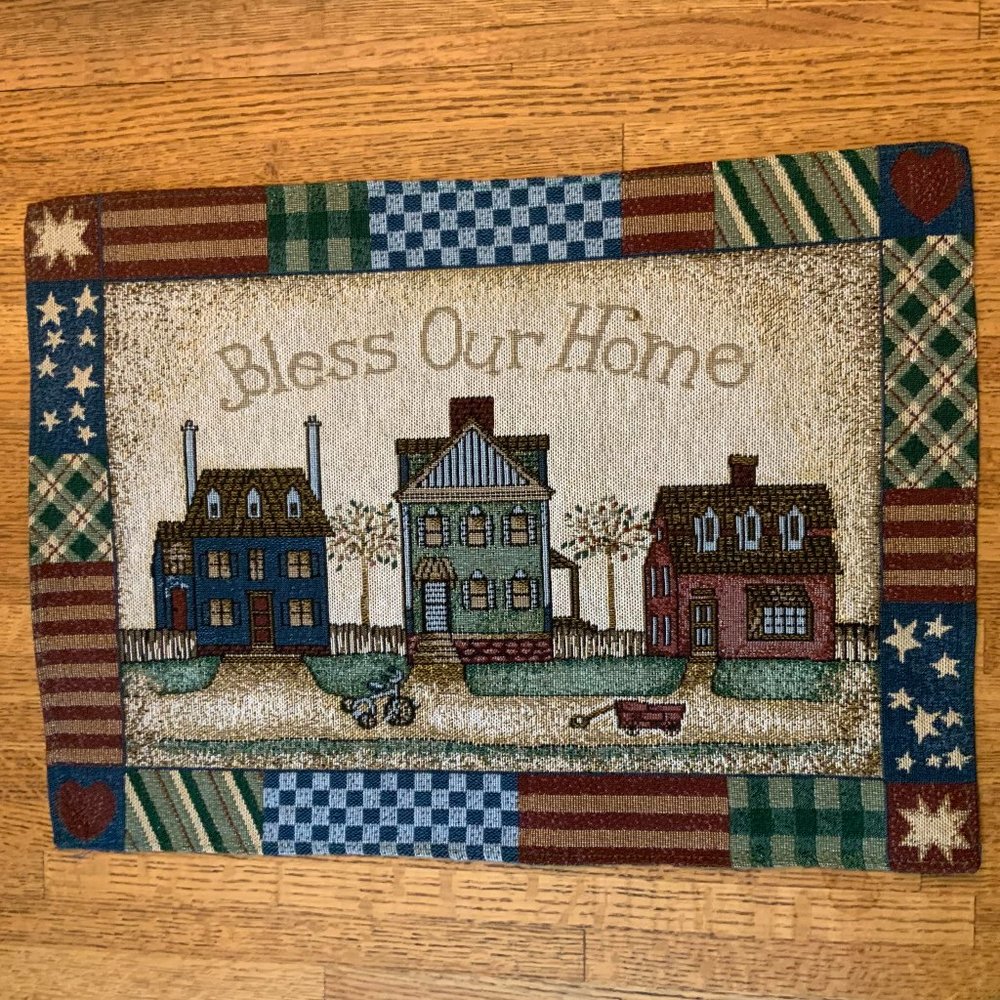 Bless Our Home Tapestry Placemats Set of 4 NWT